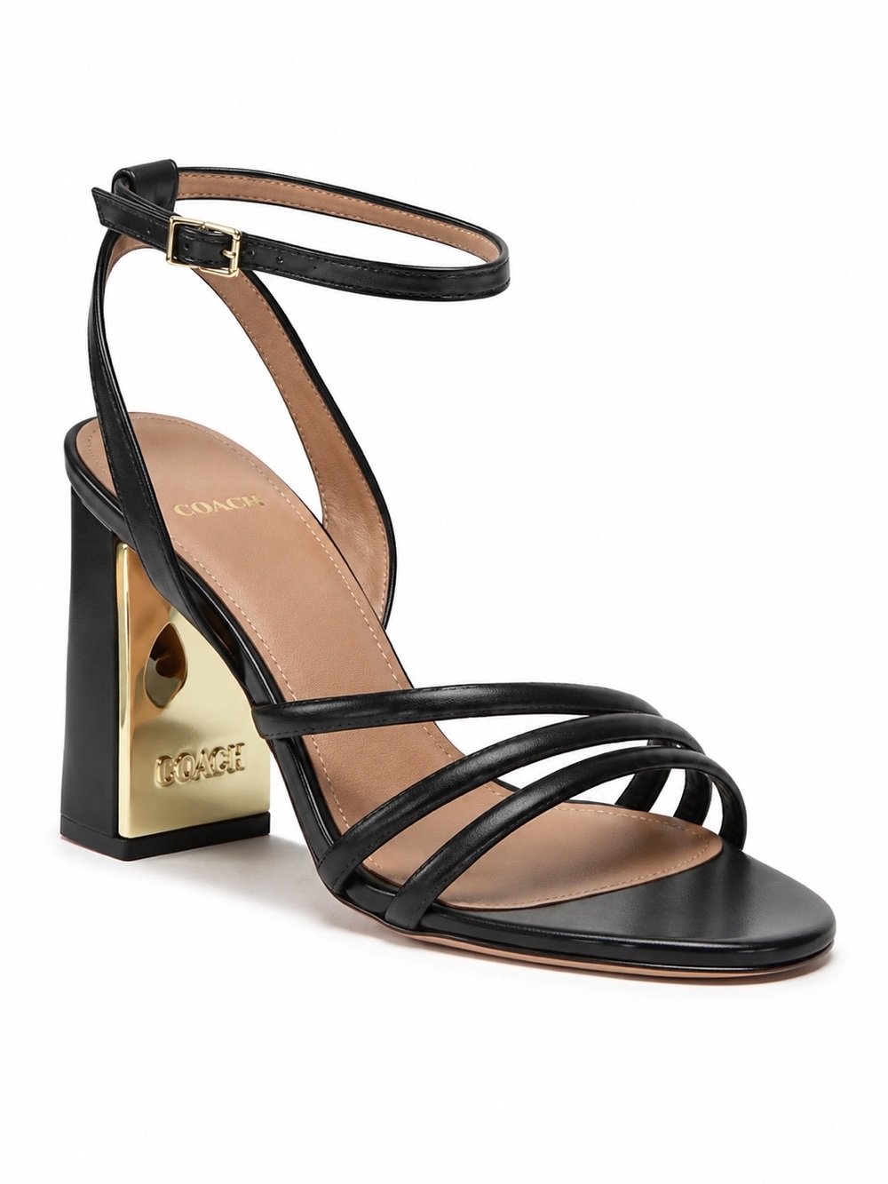 HUGO BOSS Mandy Ankle Strap Leather Sandal in Black, Size 37/US 7
